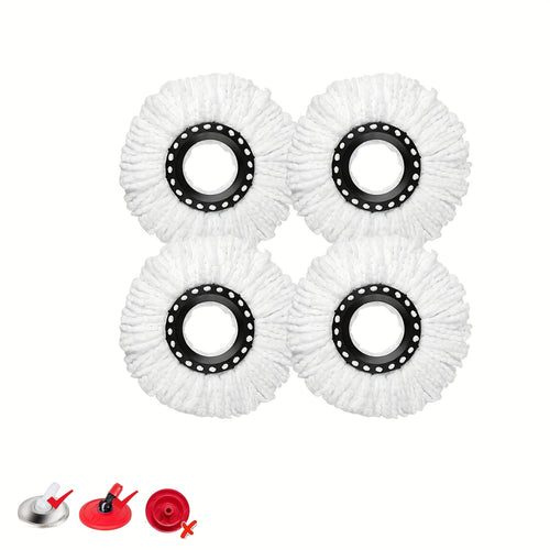 Spin Mop Replacement Heads Microfiber 360° - 4 or 8 Pack Refills for Standard Rotary Mop, Machine Washable, Reusable, Fits Wood Tile Laminate Marble Floors