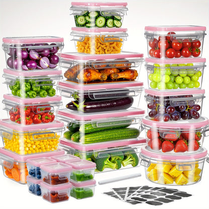 Food Storage Container Set 48 Piece – Airtight Leak-Proof BPA-Free Stackable Plastic Containers with Lids, 8 Sizes Microwave Freezer Dishwasher Safe, Kitchen Pantry Meal Prep Organizer with Labels & Marker