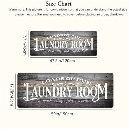 Non-Slip Laundry Room Mat Heavy Duty Washable Runner Rug with Rubber Backing Wood Grain Design for Laundry Room Kitchen Bathroom – Dark Brown Gray Rustic Style Durable Floor Carpet