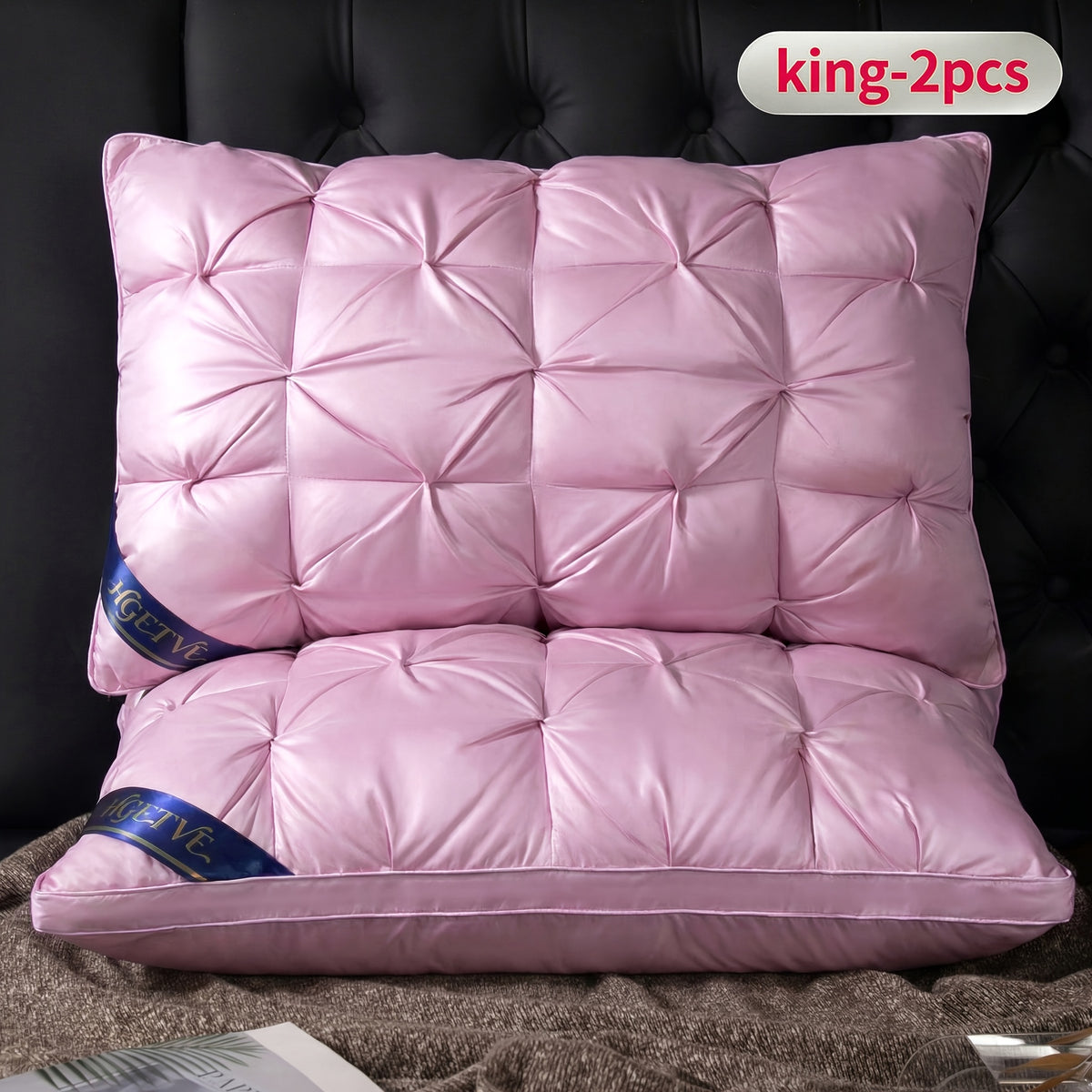 Bed Pillows 2 Pack Hotel Quality Queen King Size, Fluffy Neck Support Sleeping Pillow Set, Cooling Breathable Polyester Fill, Low-Allergen Soft Pillow for Side Back Stomach Sleepers, 6 Colors