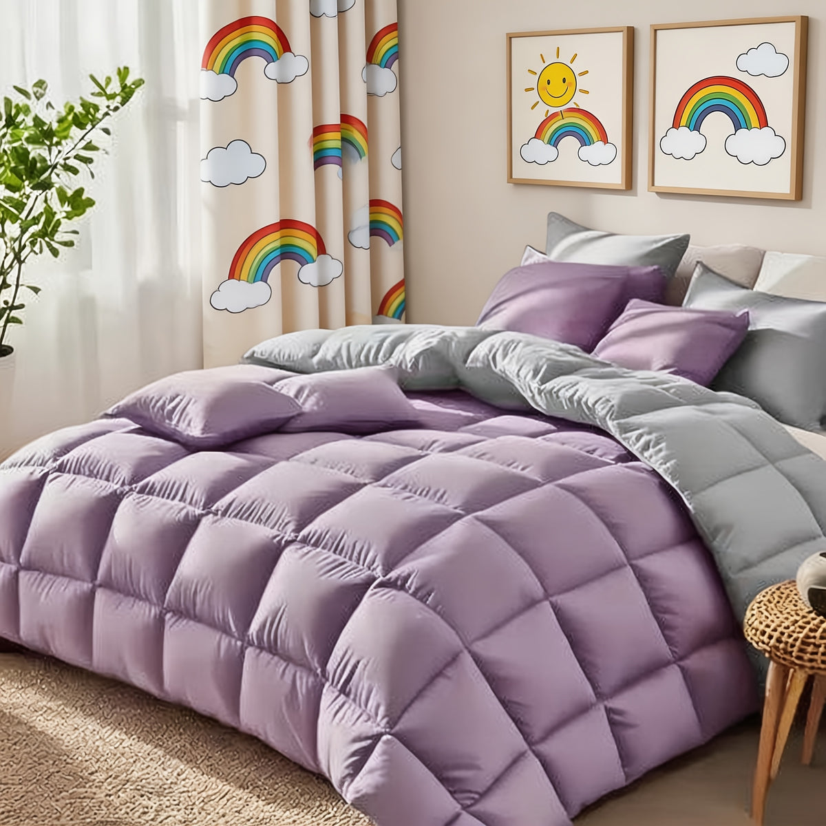 Comforter Sets Queen King Full 7 Piece Bed in a Bag – Soft Satin-Like Fabric, Breathable Quilt Set with Fitted Sheet, Flat Sheet & 4 Pillowcases, Multiple Colors for Bedroom Hotel School